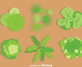 Green Tree Tops Vector Set