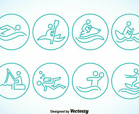 Water Sports Circle Icons