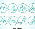 Water Sports Circle Icons