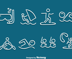 Hand Drawn Water Sport Vector Set