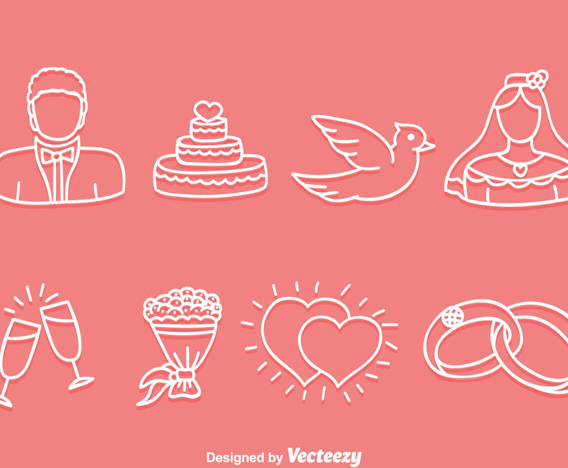 Hand Drawn Wedding Icons Vector