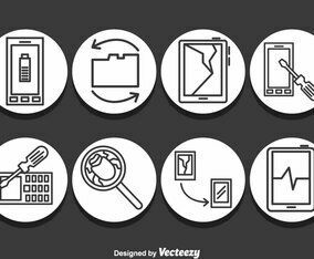 Smartphone Repair Icons Vector