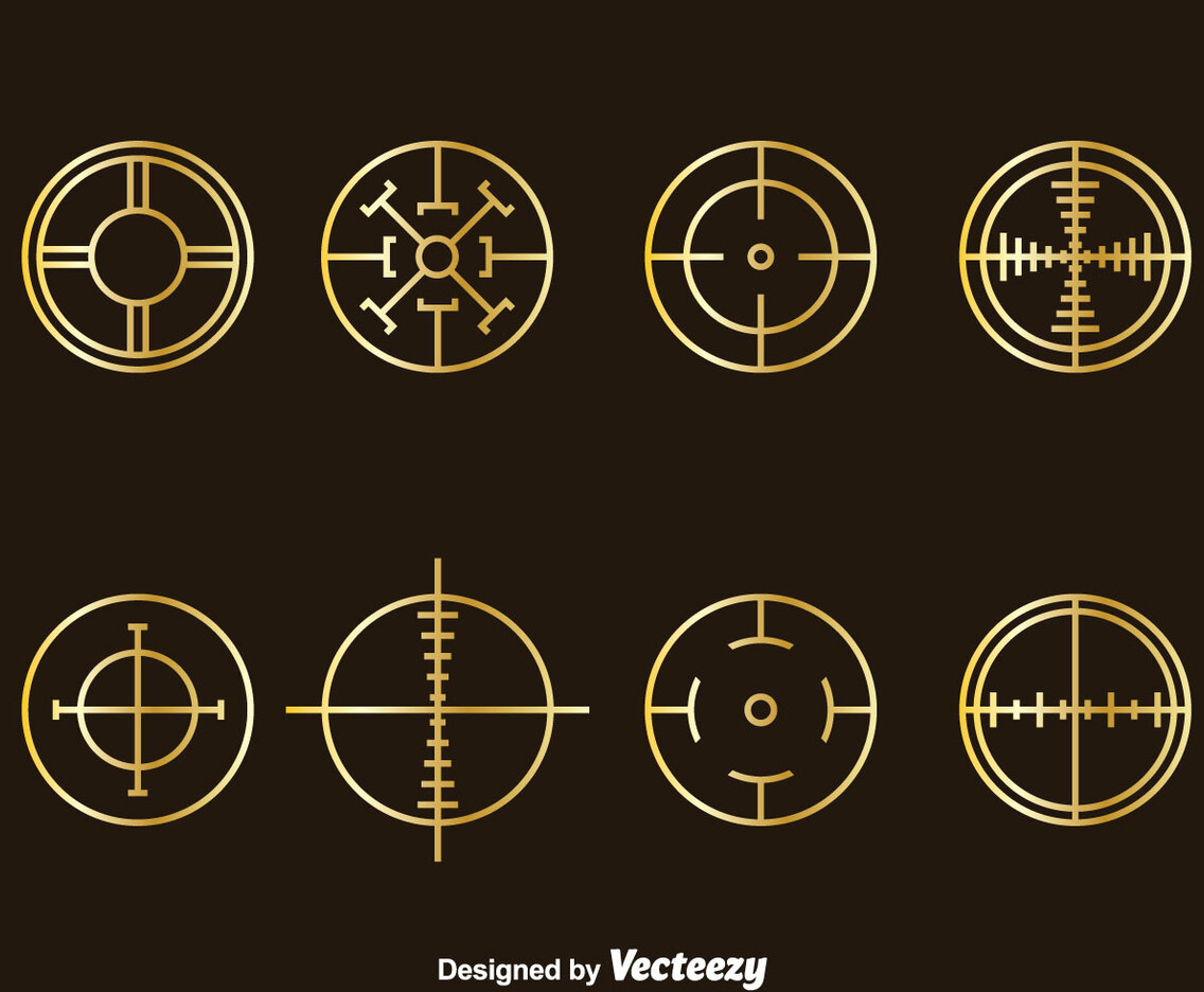 Golden Crosshairs Vector Set