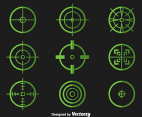 Green Crosshairs Vector Set
