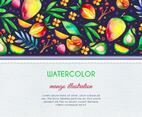Free Vector Watercolor Mango and Fruit Card Illustration