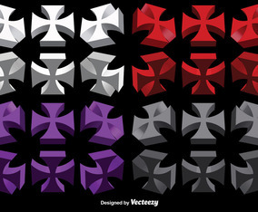 Vector Set Of 3D Maltese Crosses