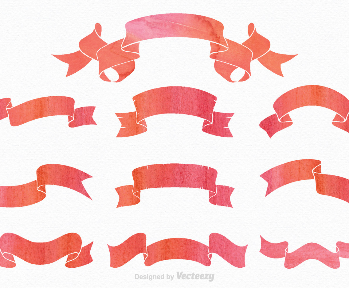 Painted Ribbon Sash Vector Set