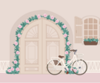 Vector Beautiful Bike at Door Illustration