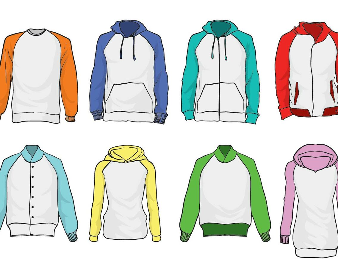 Free Raglan Hoodie Vector Set