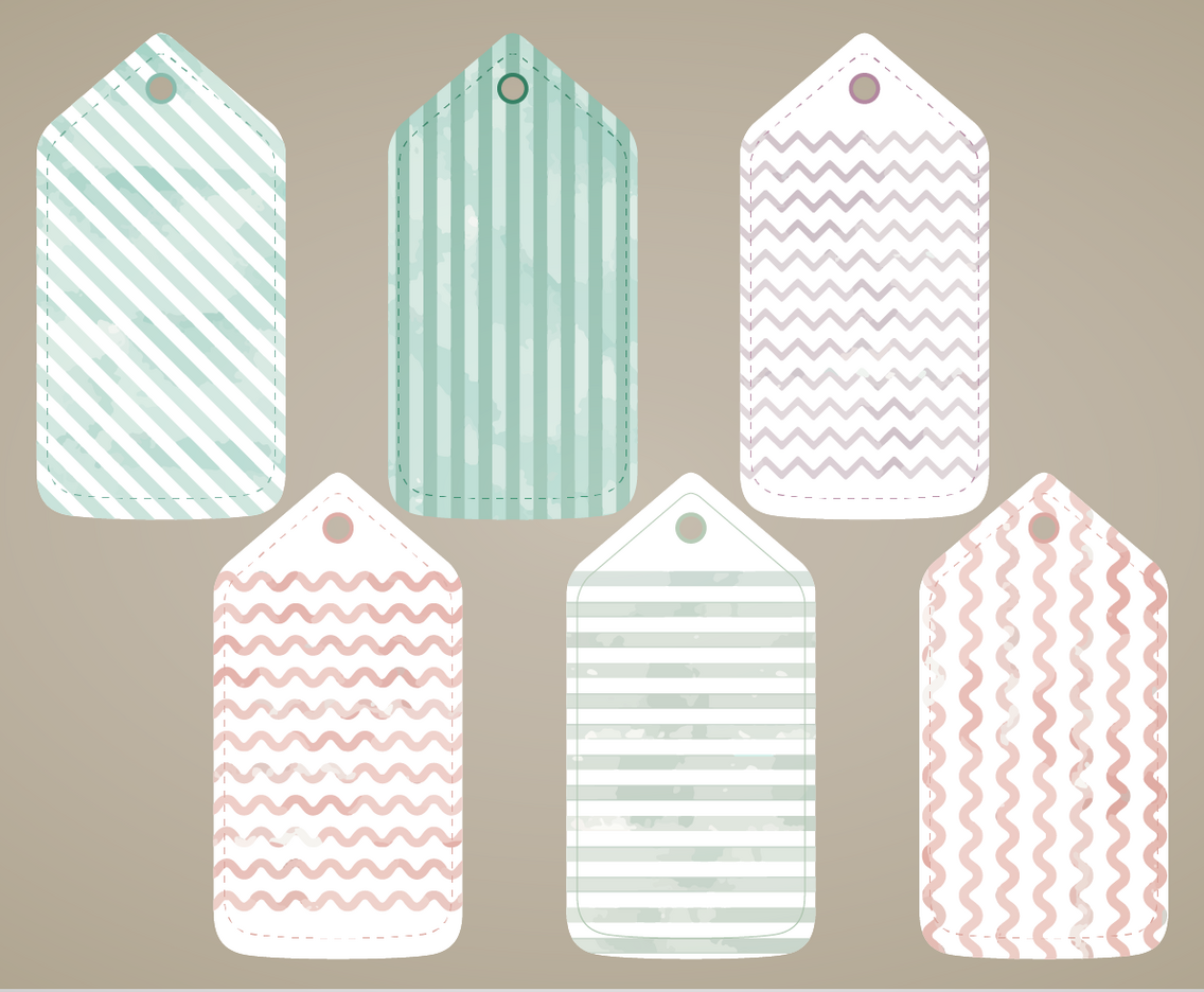 Vector Painted Watercolor Tags Set