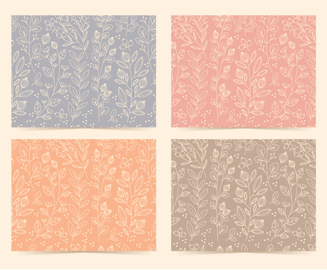 Vector Linear Floral Patterns