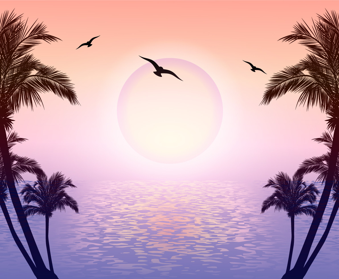 Beautiful Tropical Scene Illustration