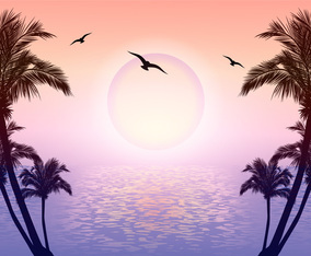 Beautiful Tropical Scene Illustration