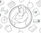 Free Fitness Icon with Woman Illustration