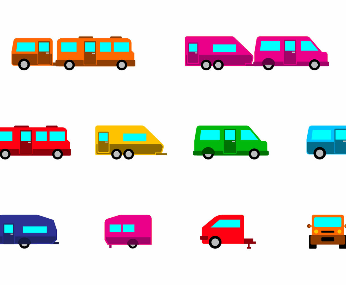 Bright Camper Caravan Icon Vector