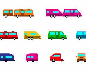 Bright Camper Caravan Icon Vector