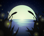 Firefly Landscape Night Vector