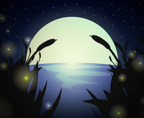 Firefly Landscape Night Vector