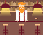 Barman Vintage Illustration Vector