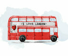 Free London Bus Watercolor Vector