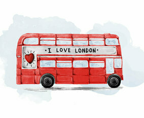 Free London Bus Watercolor Vector