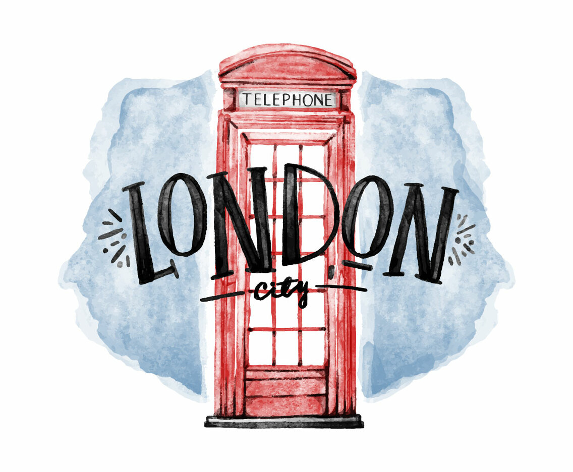 Free Cabin Telephone London Watercolor Vector