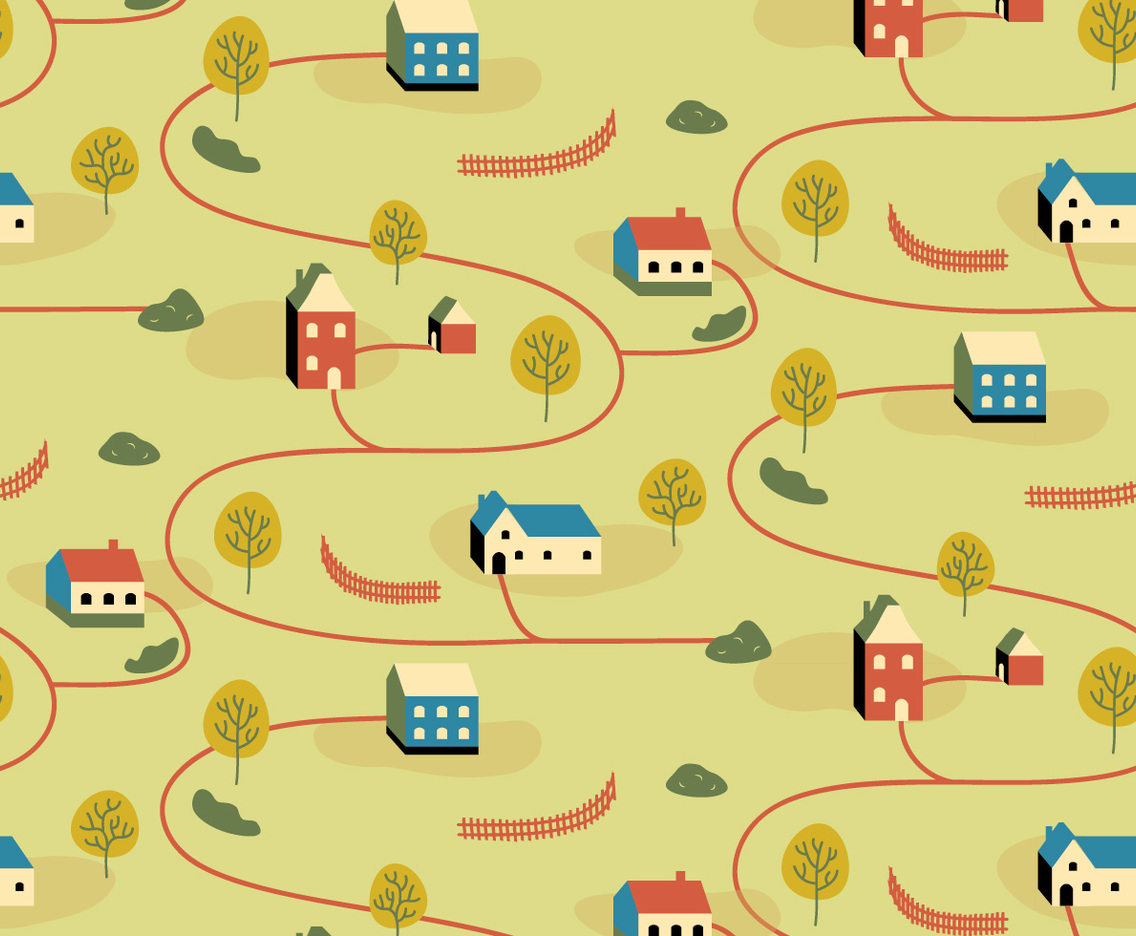 Village Illustration Pattern