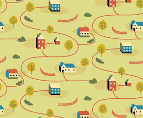 Village Illustration Pattern