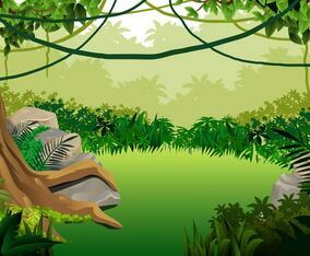 Jungle Landscape With Liana Hanging