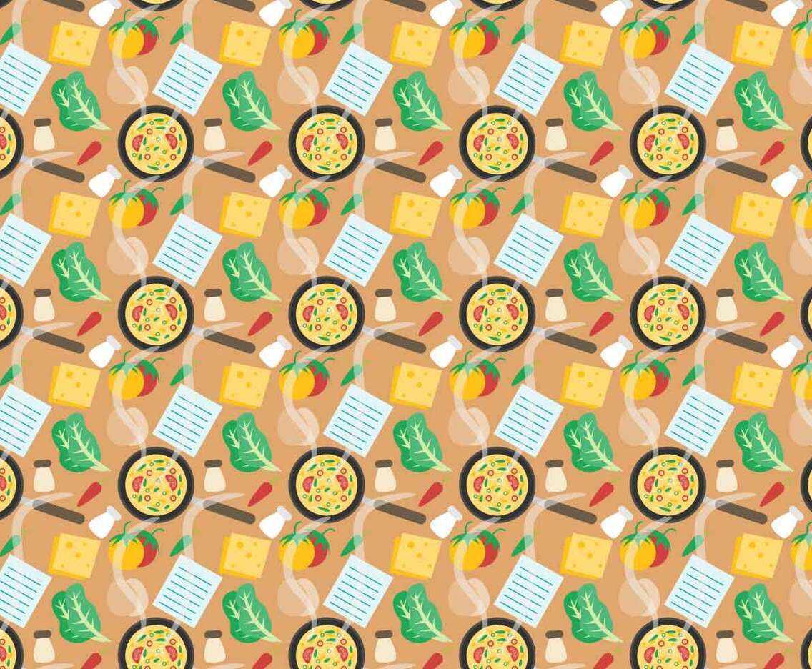 Free Recipe Card with Food Pattern Vector