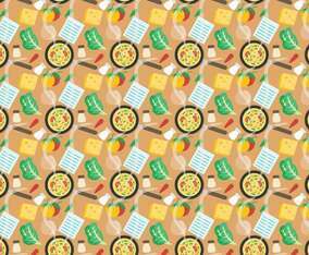 Free Recipe Card with Food Pattern Vector