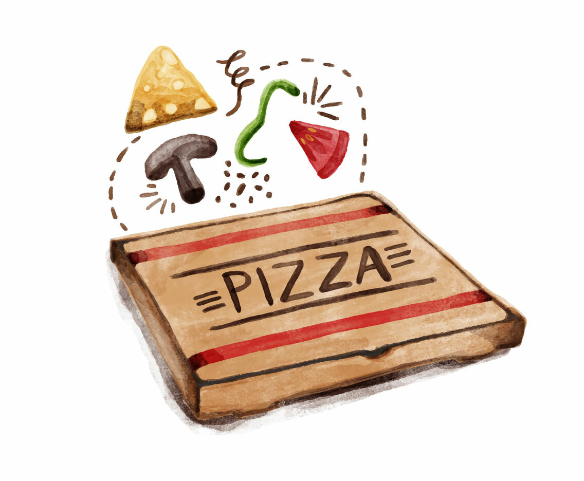 Free National Pizza Day Watercolor Vector