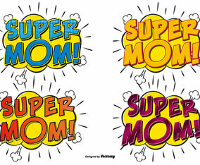 Super Mom Comic Text Illustrations