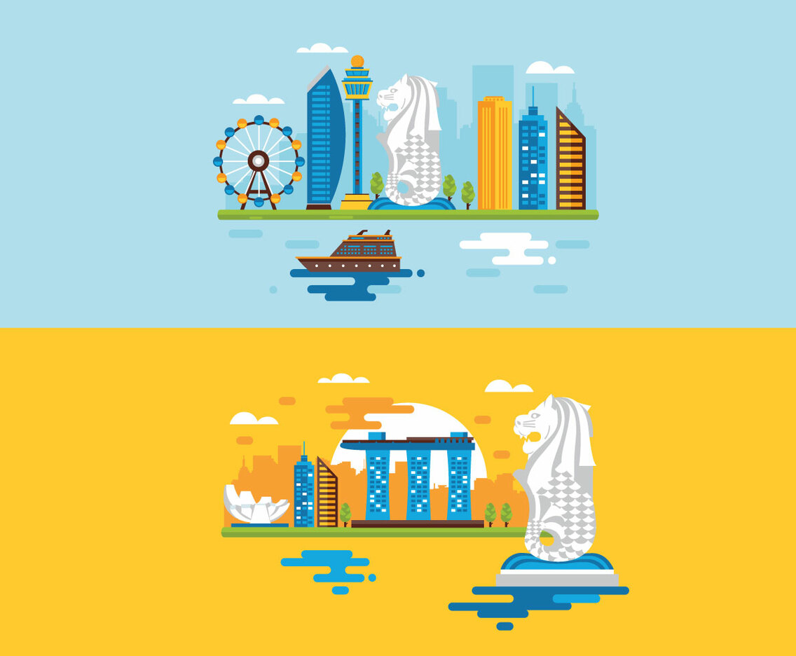 Merlion Illustration Flat Design