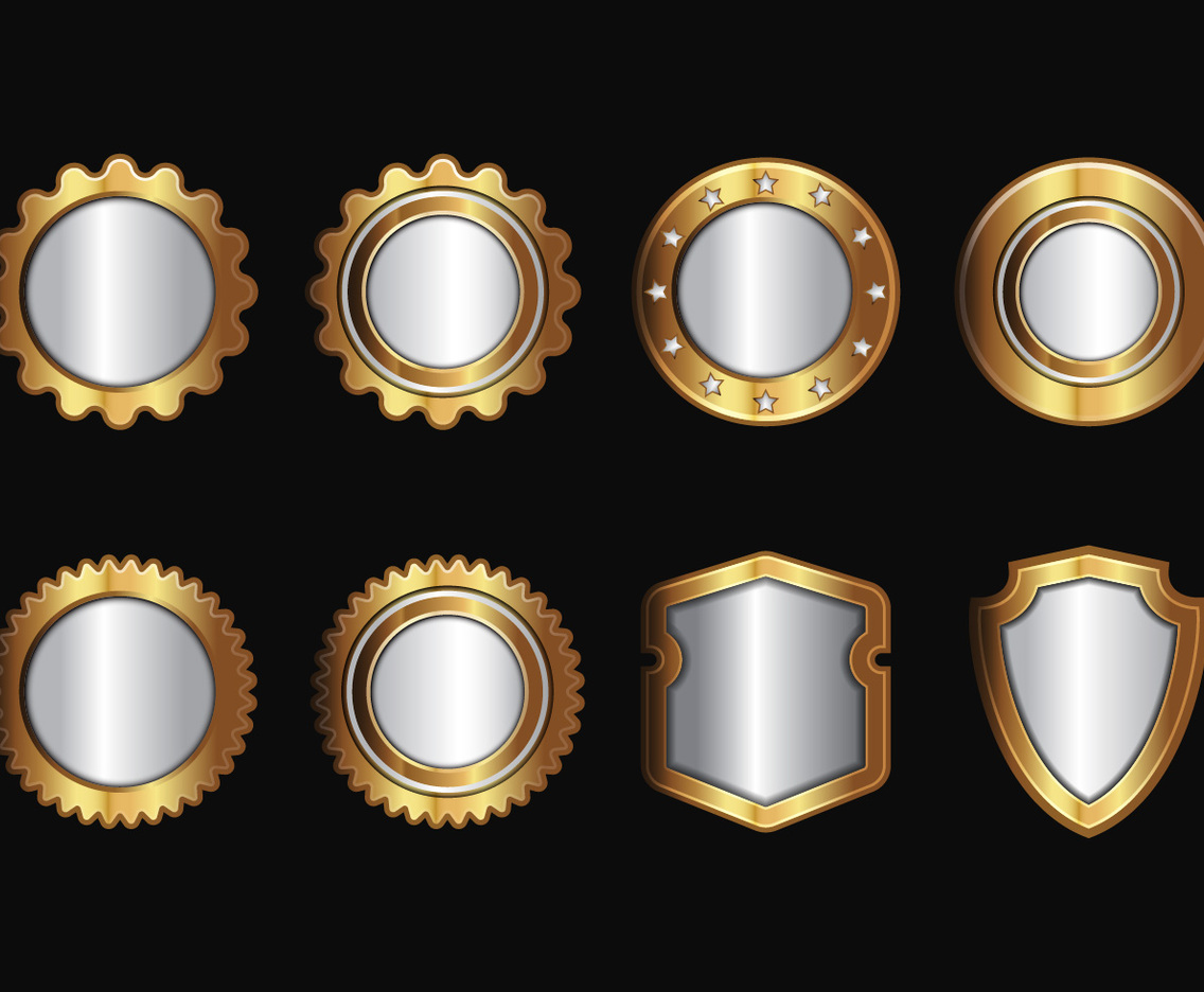 Free Gold Realistic Seal and Badges Vector