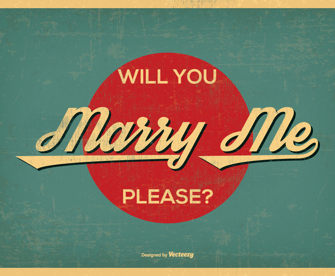 Vintage Retro Style Marry Me Illustration