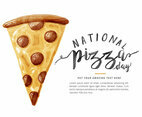 Free National Pizza Day Watercolor Vector