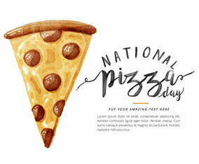 Free National Pizza Day Watercolor Vector