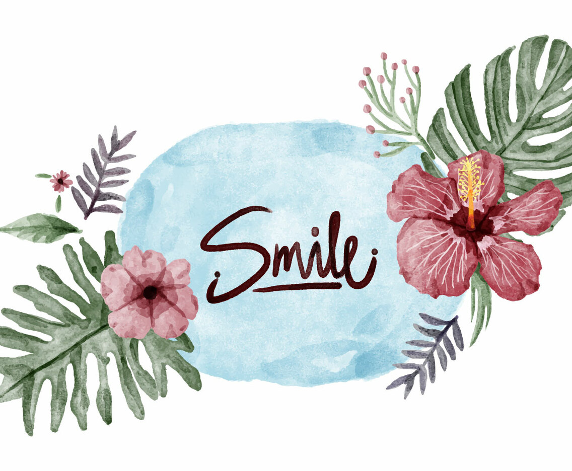 Jungle Flowers Watercolor Vector