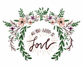 Love Flowers Watercolor Vector