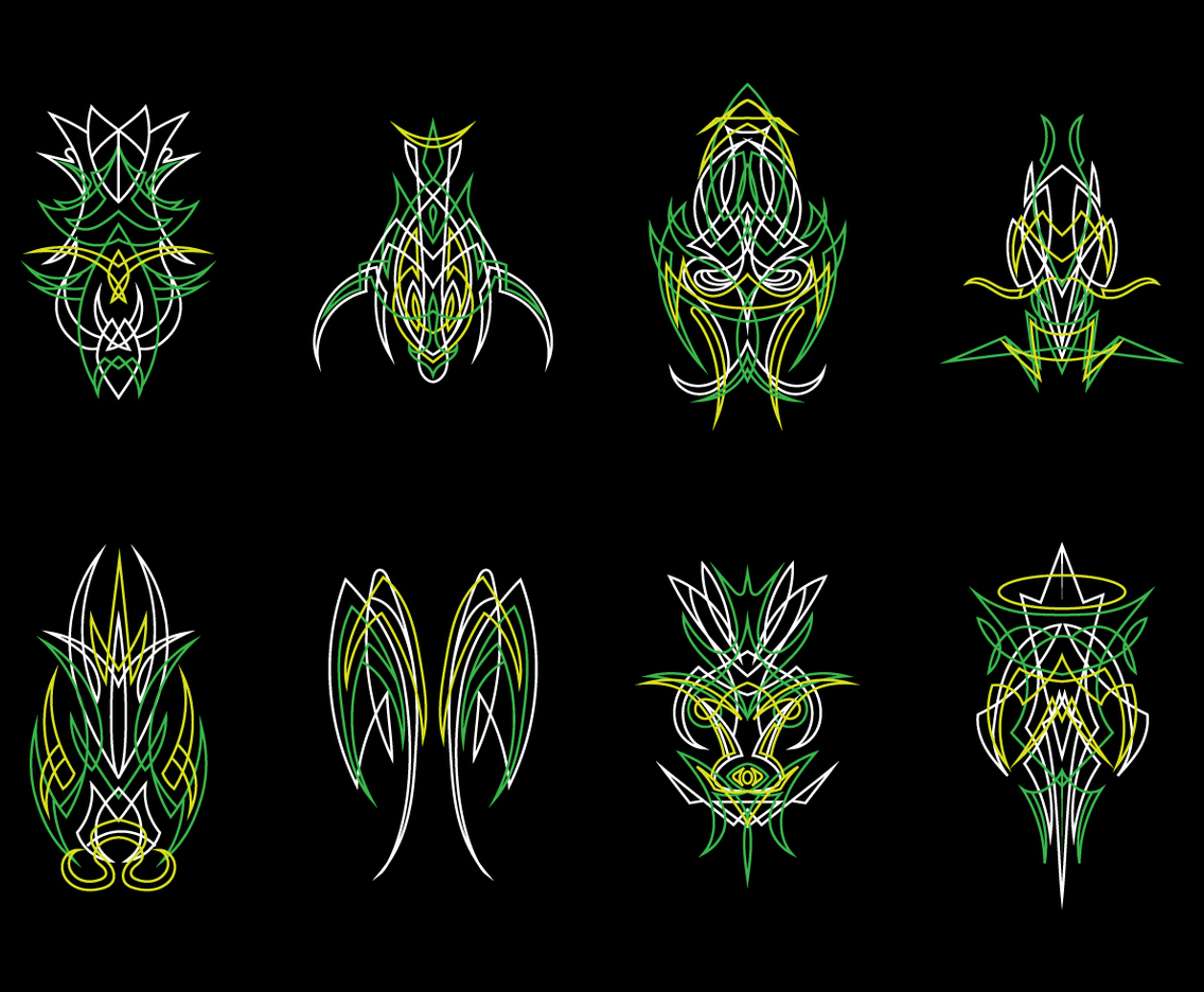Green Ornamental Pinstripes Vector