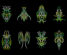 Green Ornamental Pinstripes Vector