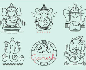 Ganesh Outlined Vector Pack