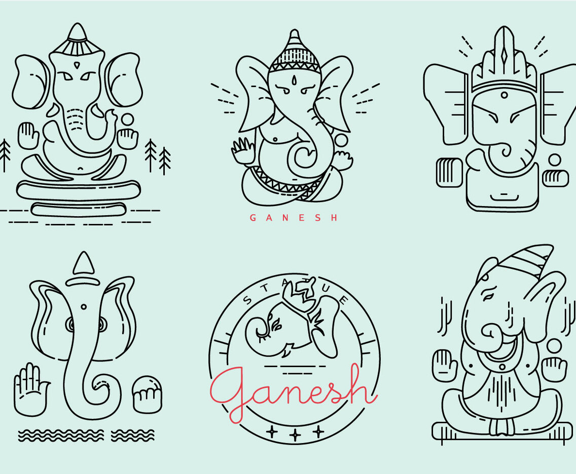 Ganesh Outlined Vector Pack