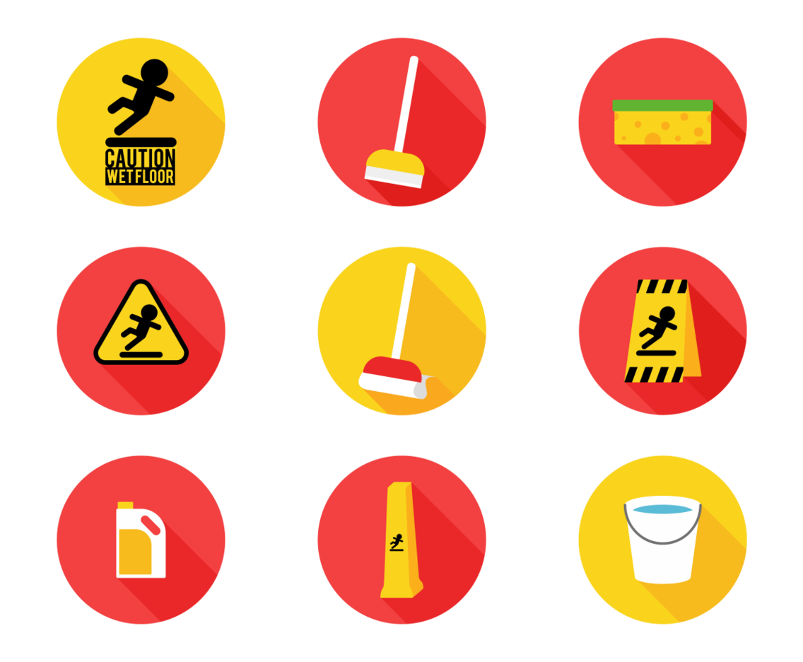 Wet Floor Sign Flat Icons