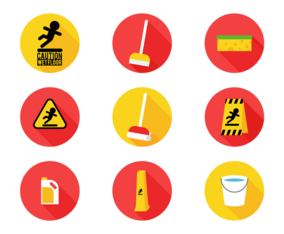 Wet Floor Sign Flat Icons