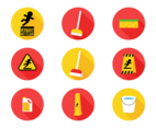 Wet Floor Sign Flat Icons
