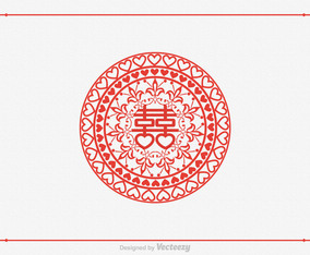 Free Double Happiness Paper Cut Vector