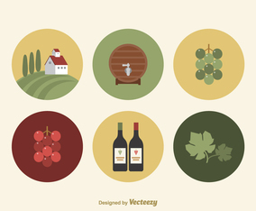 Free Flat Wine Vector Icons