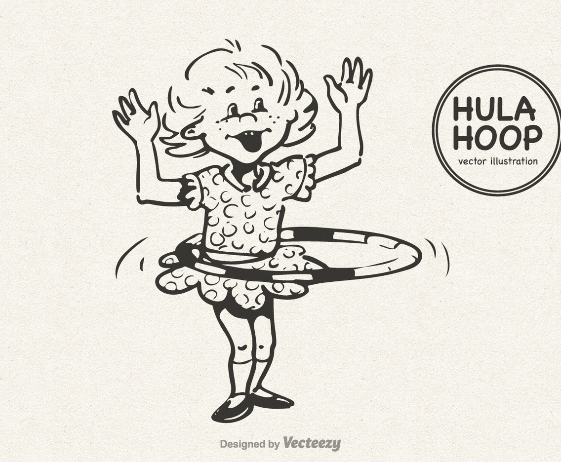 Free Little Girl Doing The Hula Hoop Vector